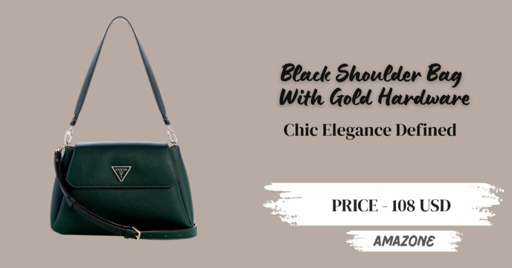black shoulder bag with gold hardware